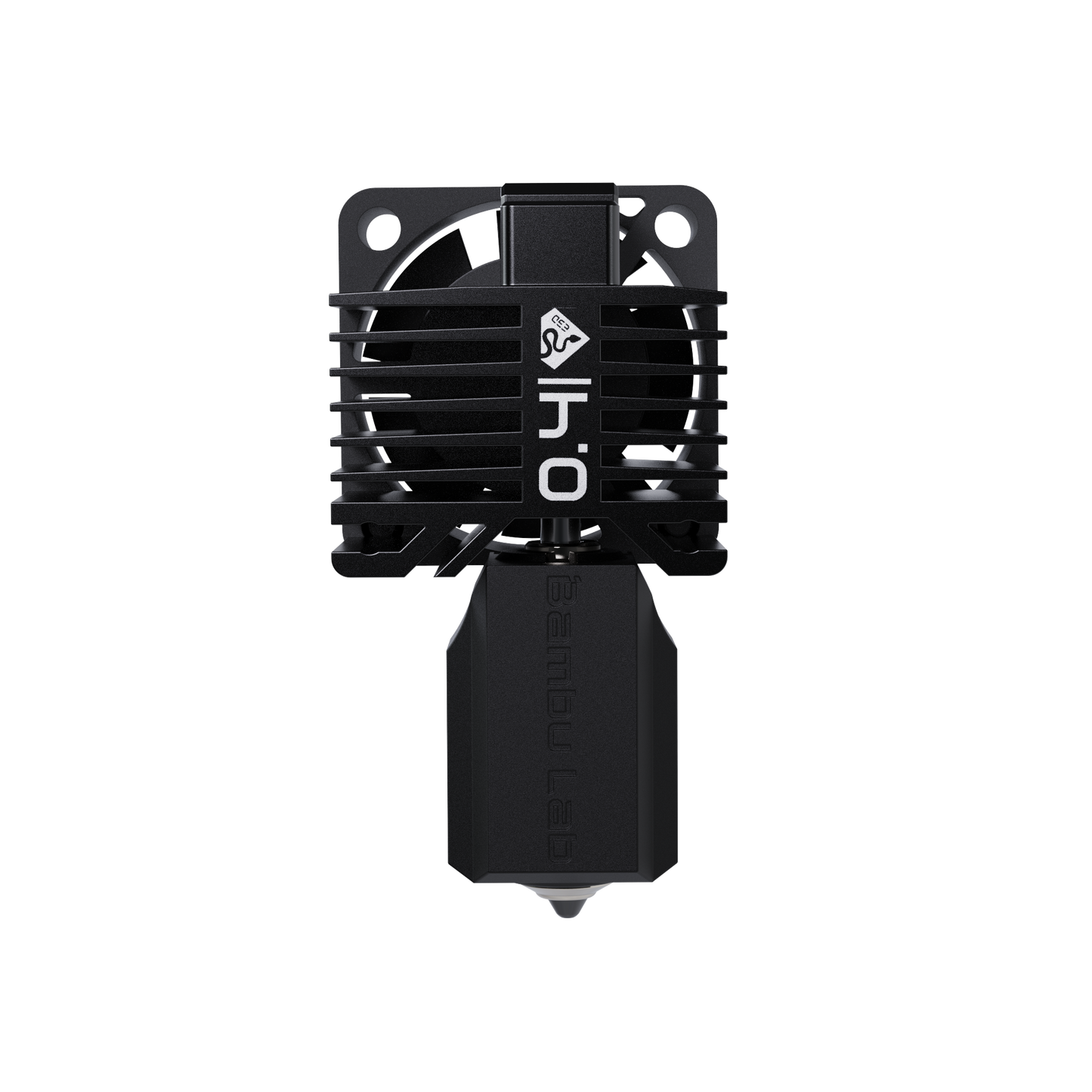 Front view of the 0.4mm Bambu Lab DiamondBack Hotend for X1C, X1E, P1P, and P1S Bambu Lab 3D Printers.