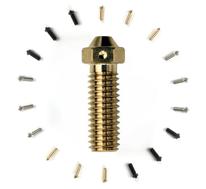 E3D V6 Brass, Plated Copper, Hardened Steel, NozzleX, and ObXidian Nozzles